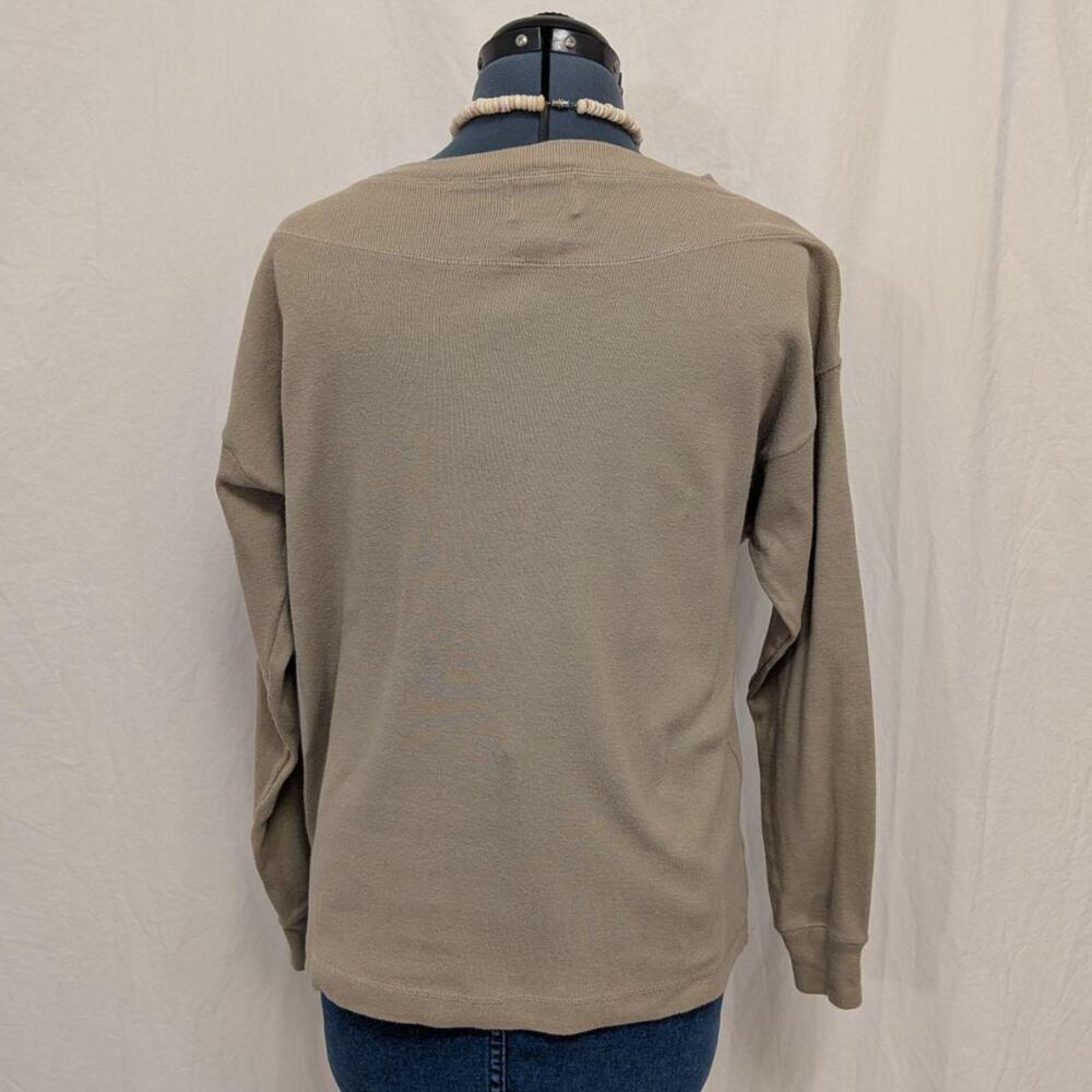 Vintage GAP taupe cotton henley long‑sleeve top, size M - Picture 3 of 7